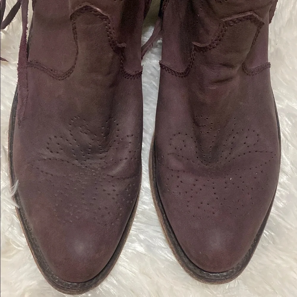 LIBERTY Black Purple Ankle Boots with Stylish Fringe - Picture 4 of 10